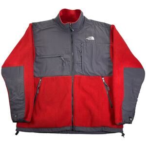 The North Face Jacket Men's XL Red Gray Denali Fleece Vented Coat Polartec